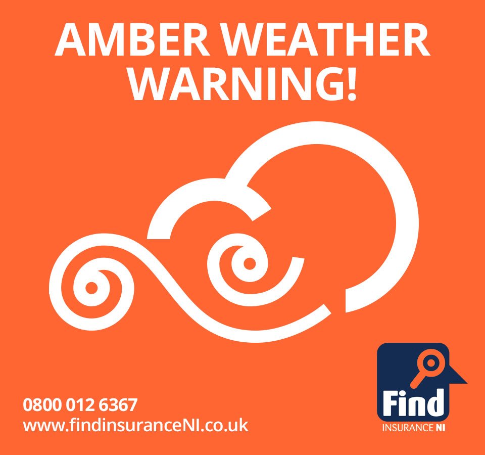 FindInsuranceNI's tweet image. #STORMALI
WEDNESDAY 18 AMBER WEATHER WARNING FOR WIND.
Between 08:00 - 17:00 Wed 19th

Some roads and bridges likely to close, large waves could affect coastal roads, sea fronts and properties.
PLEASE DRIVE WITH EXTRA CARE.