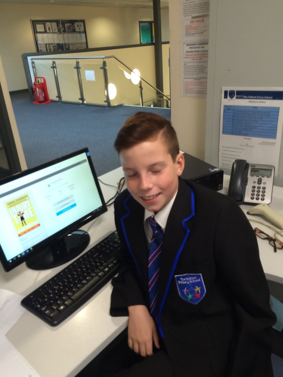 tps_literacy's tweet photo. Zak a before school  quiz taker- reading a title by Alan Gibbons⚽️⚽️ https://t.co/bEuyM8K3GT