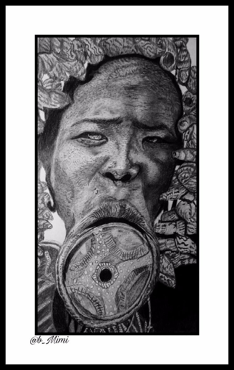 Mursi woman
 It's appreciating beauty, even in what people in our age and modern times will call ugly and uncivilized.

This work  holds a place in my heart, just like my other works, and its my first hyper realistic art with pencil.
#Arts #mursi #wearenigeriacreatives