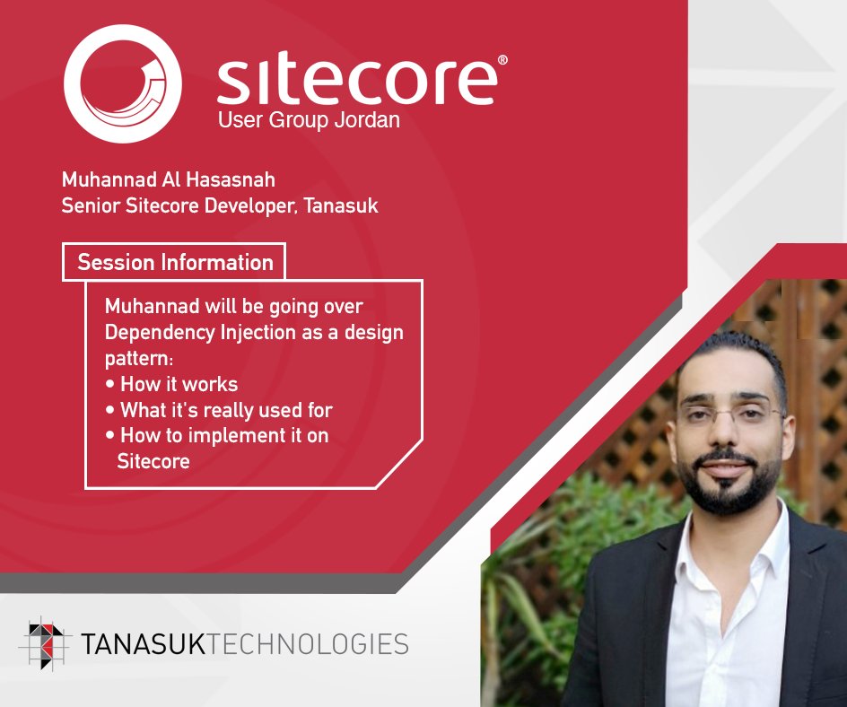 TanasukTech's tweet image. Come meet one of Tanasuk&apos;s stars 🌟
@hasasnh will talk about #dependency_injection and how to implement it in #Sitecore at the new @_SUGJO meetup @TanasukTech on Sunday 23rd , 6:00 PM
Register now at meetup.com/Sitecore-User-…