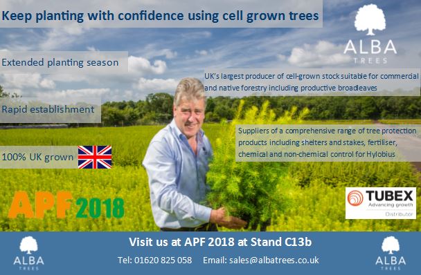 Remember to visit @AlbaTrees at the @forestsandwood APF Show 2018 - Stand C13b - to discuss your planting requirements.  @APFExhibition