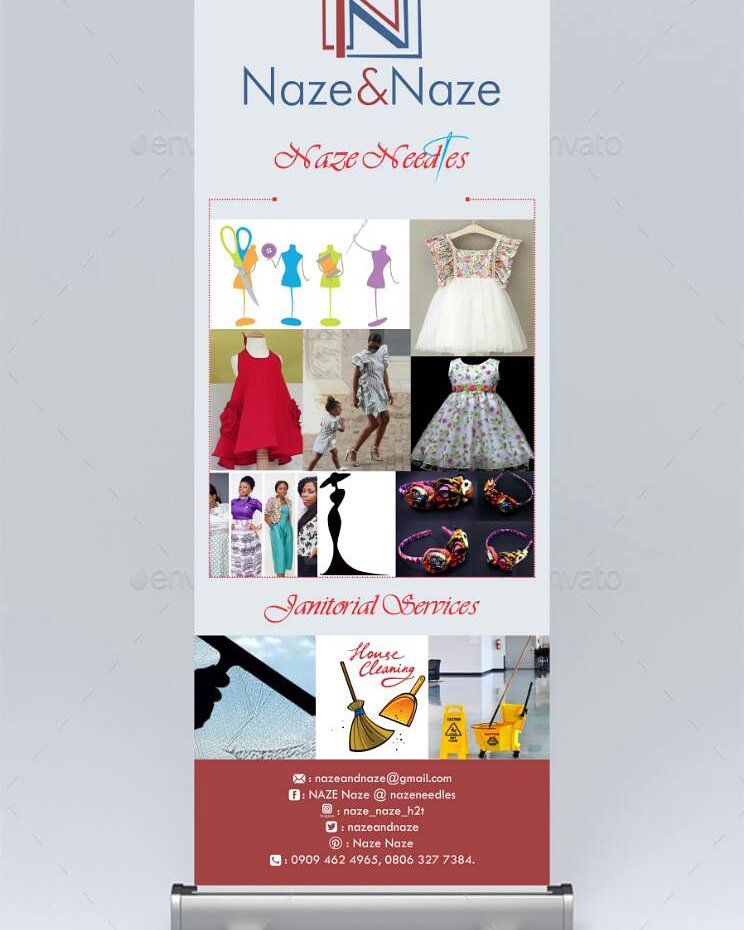 In partnership with @nazeandnaze
Naze and Naze is the umbrella for Naze Needles which is the garment factory for Kids/Ladies/Men wears, 
follow us on 
Twitter : @nazeandnaze 
Instagram: @naze_naze_h2t 
Facebook:<a href="/Naze/">abo ali</a> needles 
Pinterest: <a href="/Naze/">abo ali</a> Naze
WhatsApp: 09094624965