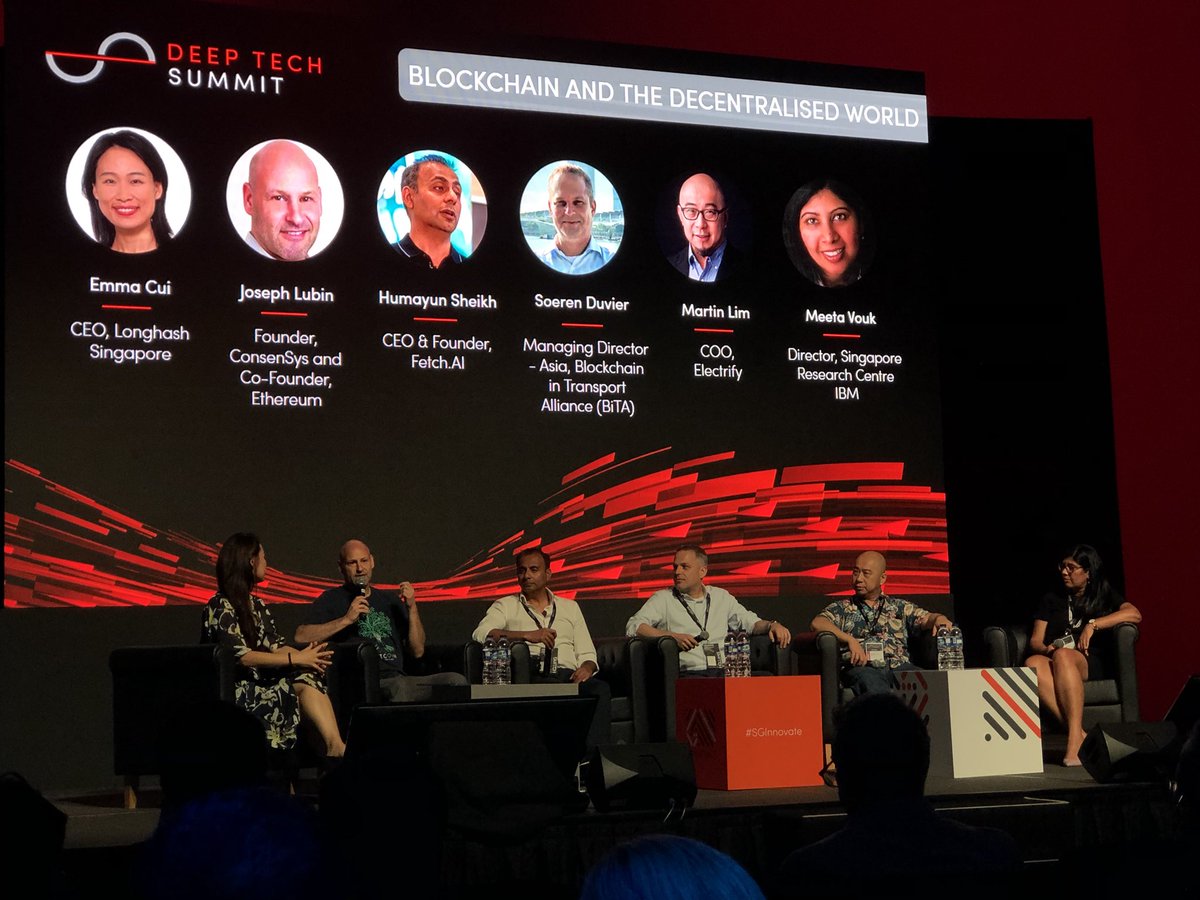 Great #blockchain and #decentralized session at #DeepTechSummit ... more conversations please about how these flow with #AI, #medtech, #fintech, #robots, #iot, #society, #environment, etc. @SGInnovate rocks!