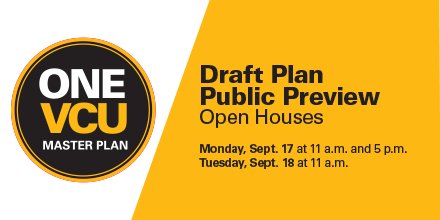 VCUMasterPlan's tweet photo. Reminder: Today from 11 to 1: ONE VCU Master Plan draft open house. Details at https://t.co/Zo4Xatjo9A #OneVCU https://t.co/LvaOJV8xiC