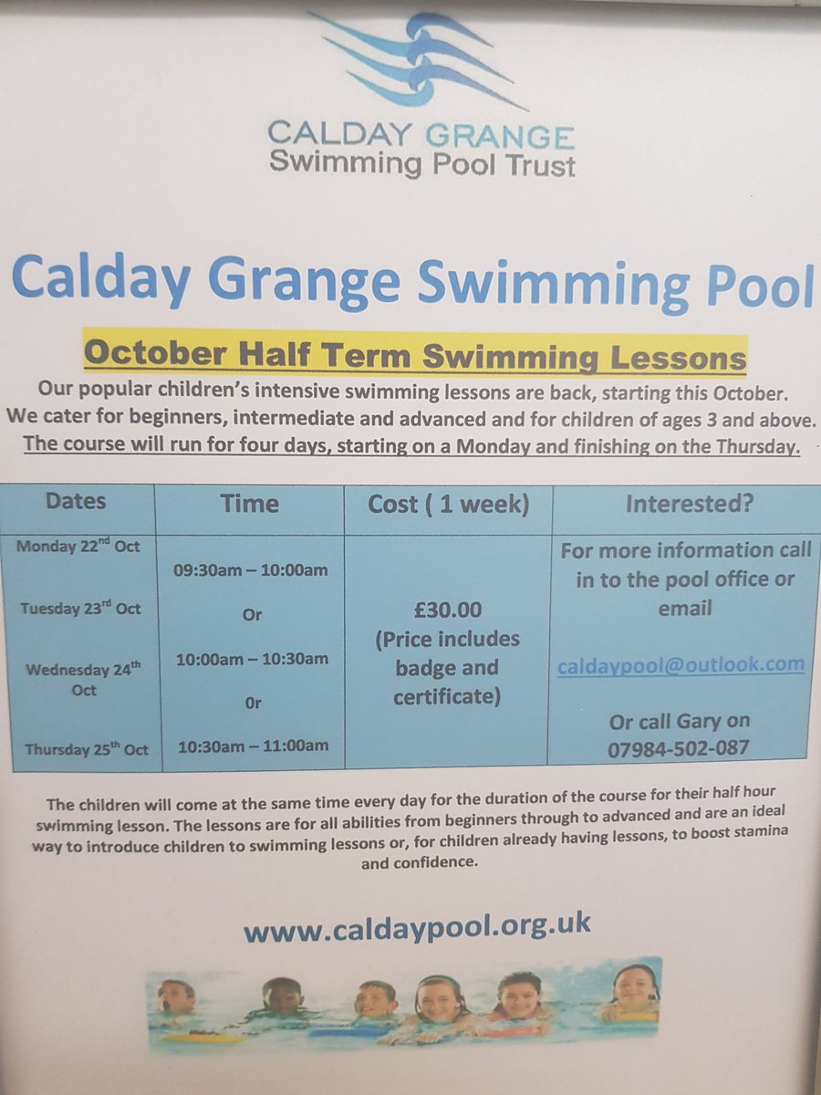 #October #HalfTerm #Swimming lessons - bookings now being taken.
Full details below.

#Wirral #Children #Fitness