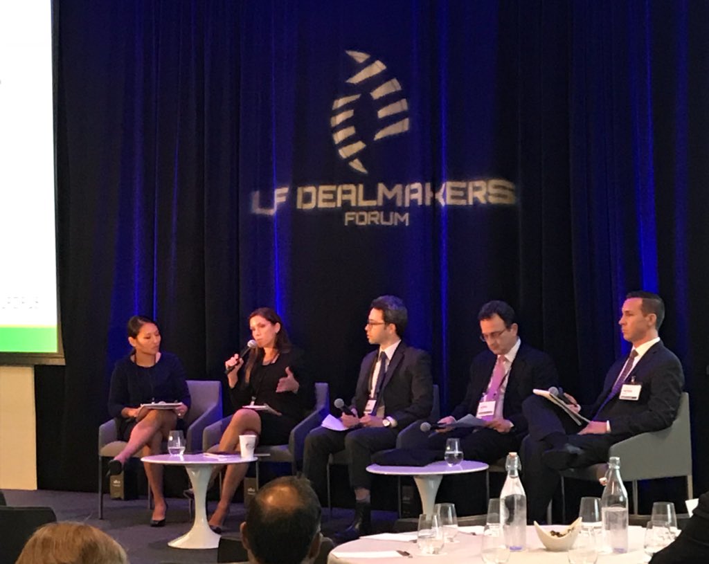 LFdealmakers's tweet photo. 1st panel of day 2 on evolving legal finance models: creative ways LF capital is being put to use incl secondary mkt transactions. Expert insight from @SRZLawFirm @Mintz_Law Halcyon Capital, Whitebox Advisors &amp; Jefferies. #LFDF18 #litigationfinance #legalfinance https://t.co/FpF654qfnZ