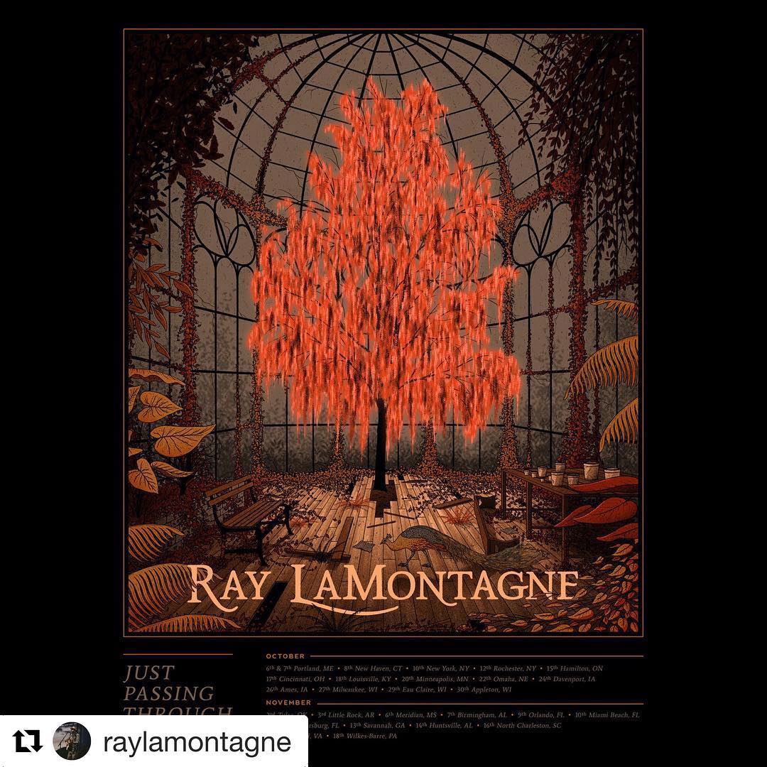 RocEvents's tweet photo. This poster by Nicholas Moegly will be available for purchase at the @RayLaMontagne acoustic show on October 12th, here at Rochester's Kodak Center. This is his only show in Upstate NY- don't miss out! Get your tickets here: https://t.co/upSadkbaBl https://t.co/tW9Fz5EVKE