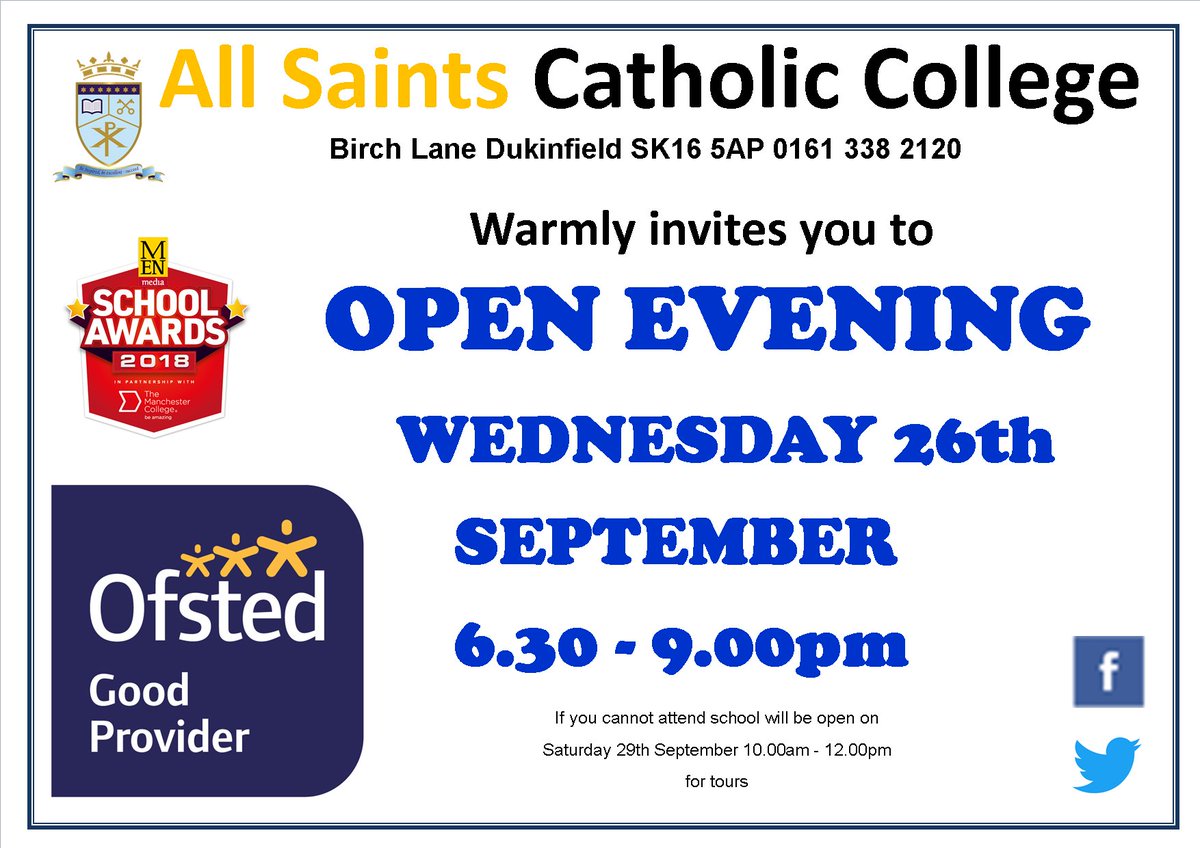 Open Evening is nearly upon us! We are really looking forward to meeting all the parents and children from the surrounding primary schools. #headteacheroftheyear #OfstedGoodProvider