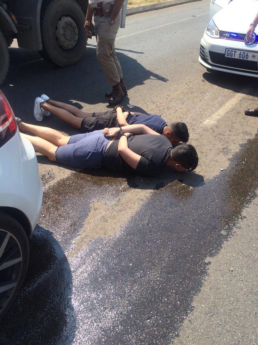 Abramjee's tweet photo. 16-year-old with GTi 6, caught speeding 168 in 60km/h zone.  He tried to outrun @GTP_Traffstats members: the car collided into a concrete block on the R55 outside Laudium. @GP_CommSafety @SAPoliceService https://t.co/6HVGvexb9W