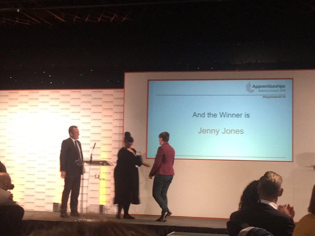 Azgard1991's tweet photo. @JGJwrites WE HAVE A WINNER! Rising Star of the Year award. Very well deserved @HMRCdigital 👏💻 @Apprenticeships  #appawards18 https://t.co/TxYK0ekox2