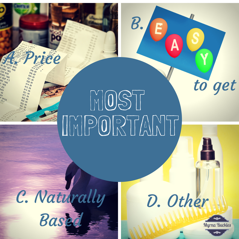 MyrnaBuckles's tweet photo. When buying a product for the first time, what is the most important aspect for you? 
A. Price
B. Easy to get
C. Naturally Based
D. Other https://t.co/5JJCD4OvOL