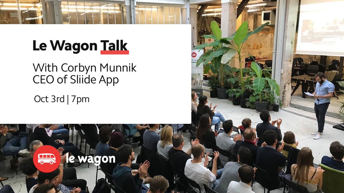 LeWagonLondon's tweet image. Who's excited for tomorrow?! Hear the incredible journey of @corbyn44, CEO and Founder of @sliide at 7pm at our office. Only a few spaces left so it's not too late to sign up and attend for FREE eventbrite.co.uk/e/le-wagon-tal…
#rubyonrails #changeyourlife #becomeacoder #techstartup