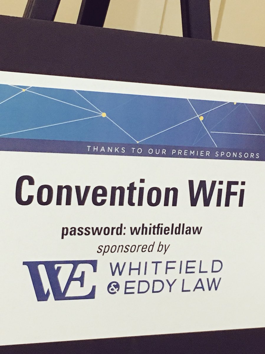 Powering the #IBAConvention2018 with complimentary WiFi. Password whitfieldlaw to keep you moving in the fast paced world of banking. #dsmusa @iowabankers