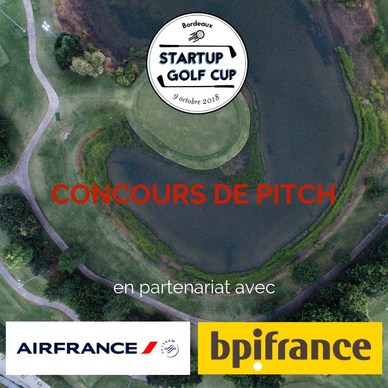 StartupGolfCup's tweet photo. Entrepreneurs, nous vous donnons rendez-vous le 9 octobre pour le concours de pitch de la Startup Golf Cup en partenariat avec @AirFranceFR et @Bpifrance.
Venez présenter votre projet devant notre jury. A gagner : 2 billets d'avion Europe ! https://t.co/7VkJTQrDCp #Bordeaux #Golf https://t.co/pyDUkYhHKJ