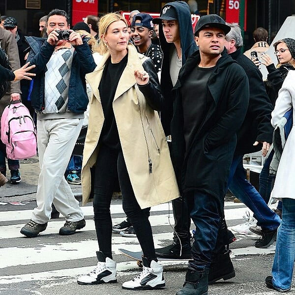 December 28, 2014. Hailey, Justin and Alfredo Flores out in NYC.