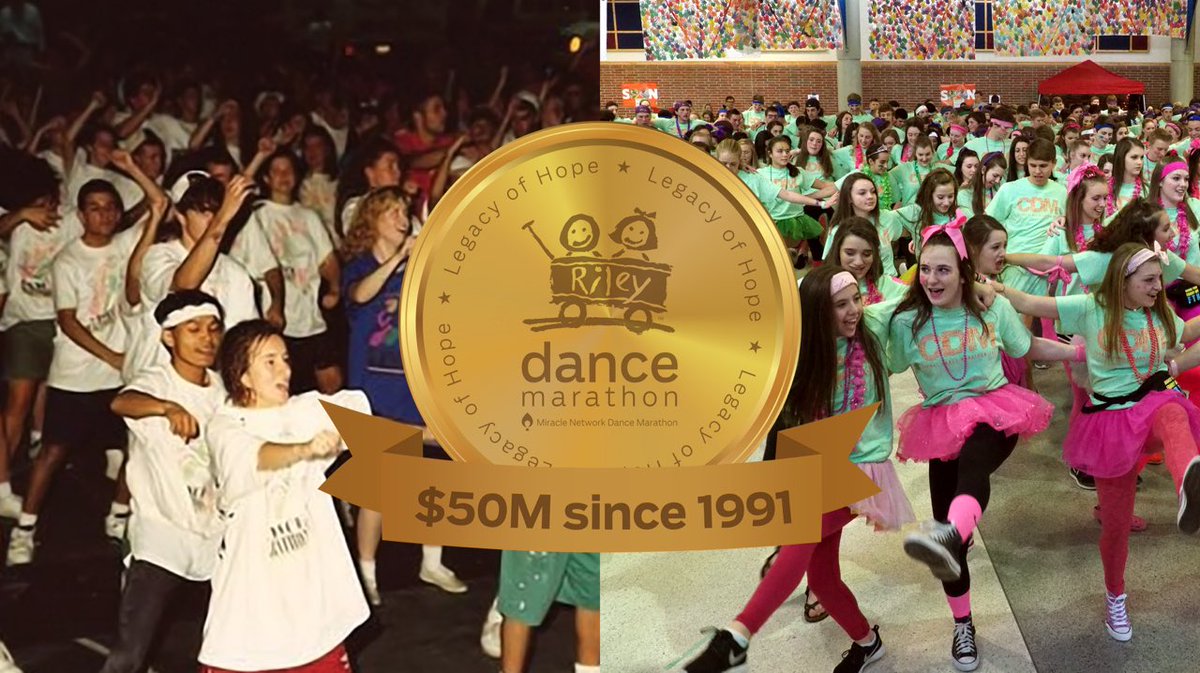Today kicks off the celebration of $50 MILLION raised by Riley Dance Marathons since 1991! So celebrate! 🎉 This milestone was achieved by participants like you all across the state! Thank you for leaving your #LegacyOfHope