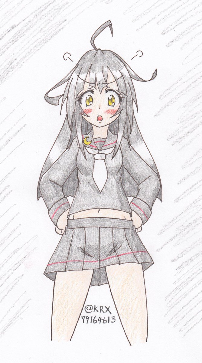 #艦これ版深夜の真剣お絵描き60分一本勝負 
 #艦これ版真剣お絵描き60分一本勝負_20180918
もっち、いつまでゴロゴロしてるの
遠征の時間ですよ 