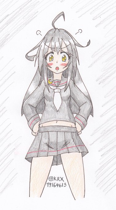 #艦これ版深夜の真剣お絵描き60分一本勝負 
 #艦これ版真剣お絵描き60分一本勝負_20180918
もっち、いつまでゴロゴロしてるの
遠征の時間ですよ 