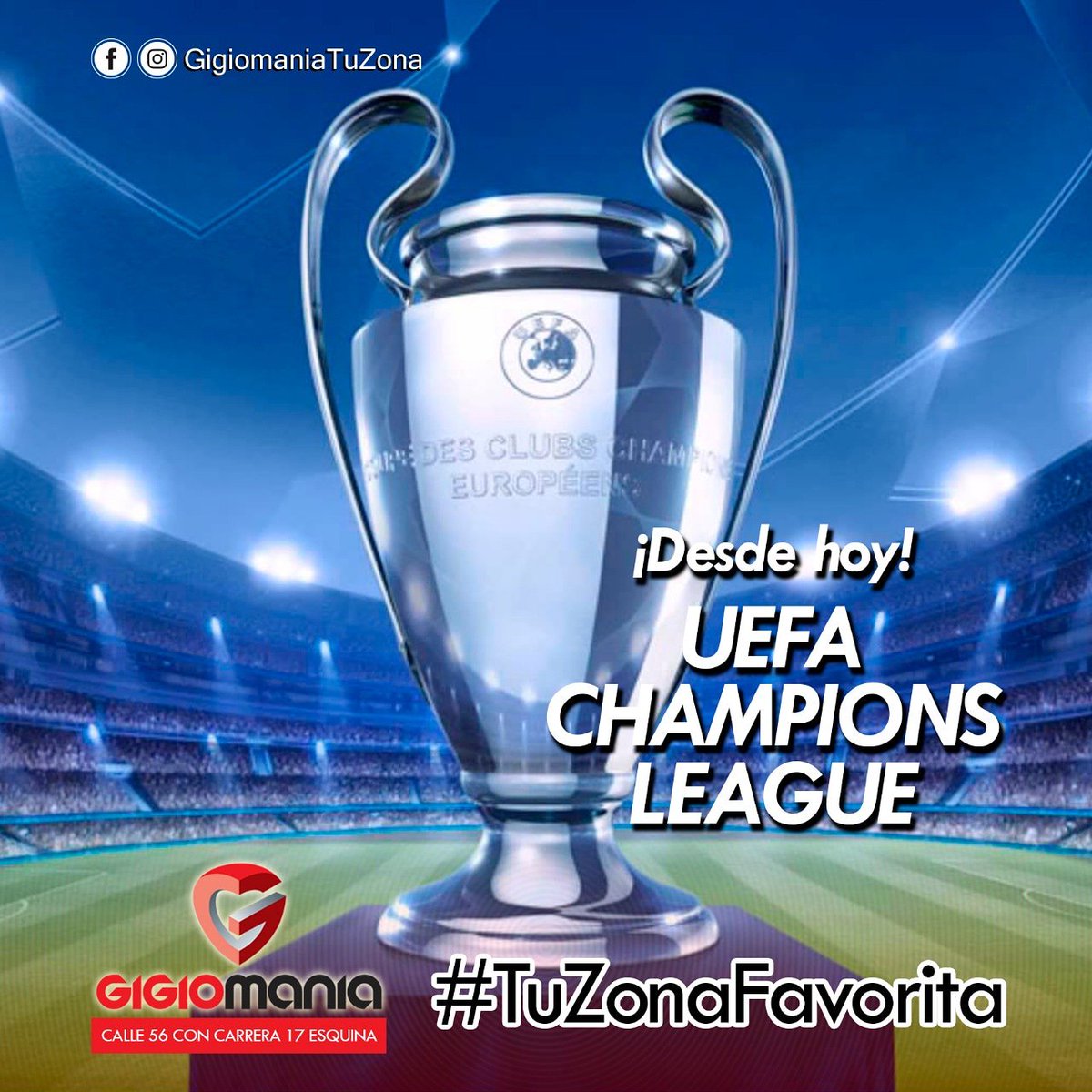 Regresa el torneo de clubes más importante del #planeta y podrás disfrutarlo desde hoy en #TuZonaFavorita. ¡Vamos pá #Gigiomania! ⚽🏆🍻 🎉 #Fútbol #Amigos #Pasión #UEFA #Champions #ChampionsLeague #Bucaramanga #Santander #Colombia