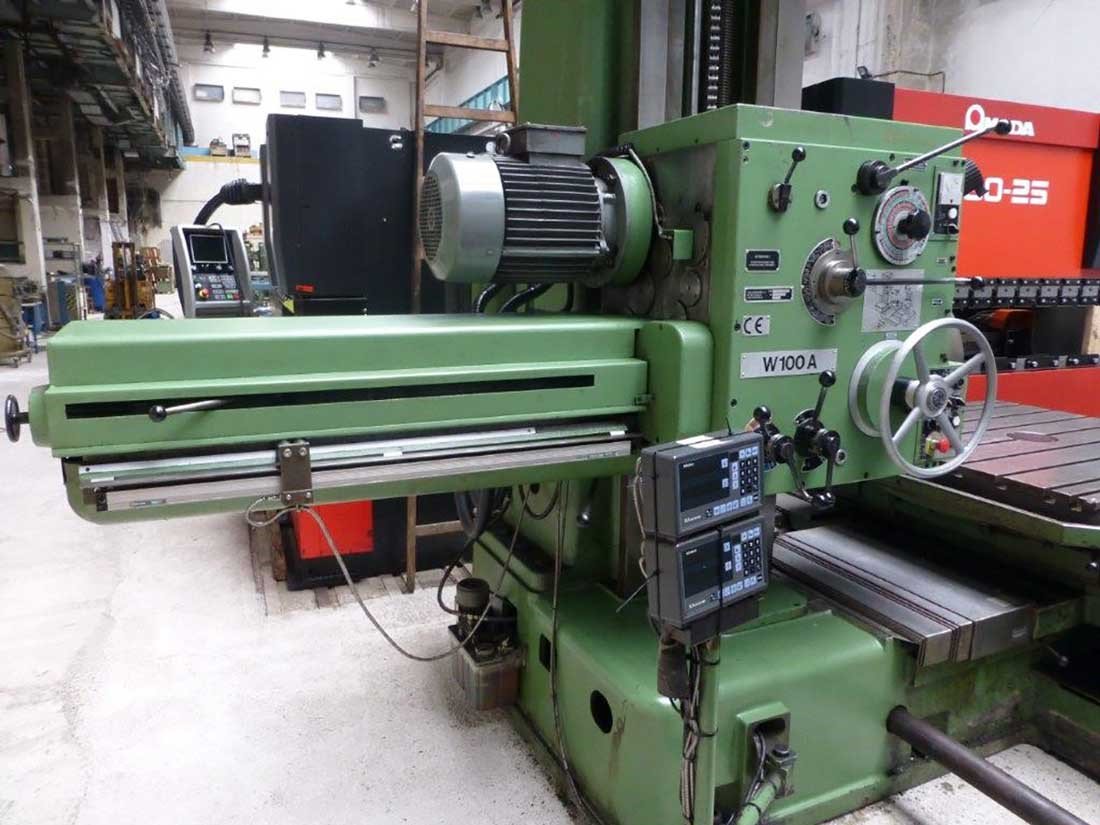 TyvanMachinery's tweet photo. 2002 TOS W100A Horizontal Boring &amp; Milling Machine
• Diameter of working spindle: 3.94” 
• X 62.99” 
• Y 44.09” 
• Z 49.21” 
• W axis: 35.43” 
• Spindle speed: 7,1-1120 rpm 
• ISO 50 
• Table dimensions: 49.21” x 49.21” 
• Digital readout Mitutoyo (X,Y,Z,table) https://t.co/ccw1tHsOP6