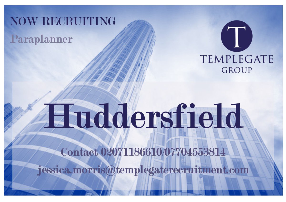 Templegateuk's tweet photo. Jobs of the Day: Paraplanners wanted in Wakefield and Hudderfield. Get in touch for more info #paraplanner #level4 #cii #financialservices #jobs #recruiting https://t.co/f5fz9byswv