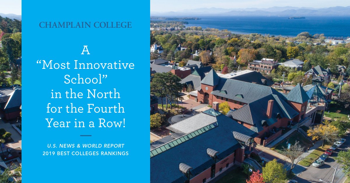 Champlain named a "Most Innovative School" (for the fourth year in a row!) and ranked among the top 100 Regional Universities in the North by <a href="/USNews/">U.S. News & World Report</a>. ow.ly/g2Lw50iWsRH