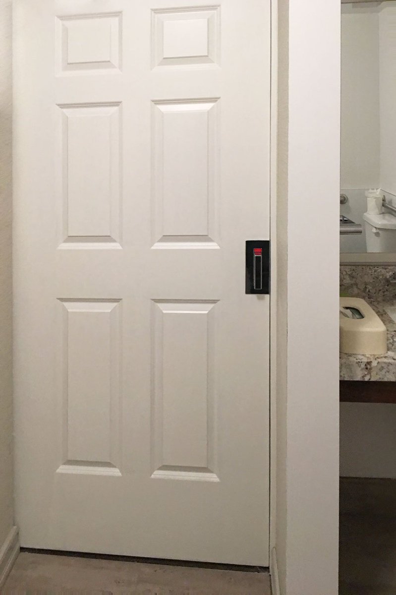 cavityslidersus's tweet photo. The ALO Hotel in Anaheim, adjacent to Disneyland, was upgraded and with that upgrade came the opportunity to enhance select guest rooms to meet ADA compliance. The retrofitting of bathroom entrances was easily accomplished by replacing swing doors to barn style sliding doors https://t.co/L6dHSZ0bdZ