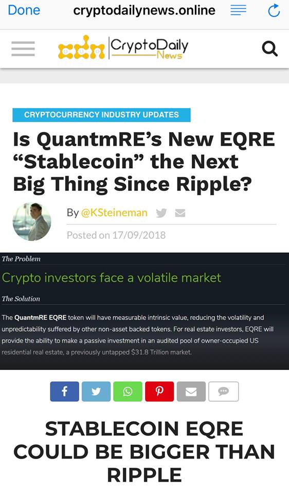 KSteineman's tweet photo. Is QuantmRE's New EQRE "Stablecoin" the Next Big Thing Since Ripple?
---
#cryptocurrency #blockchain #mobile #landscape https://t.co/HKAVVwFF5g