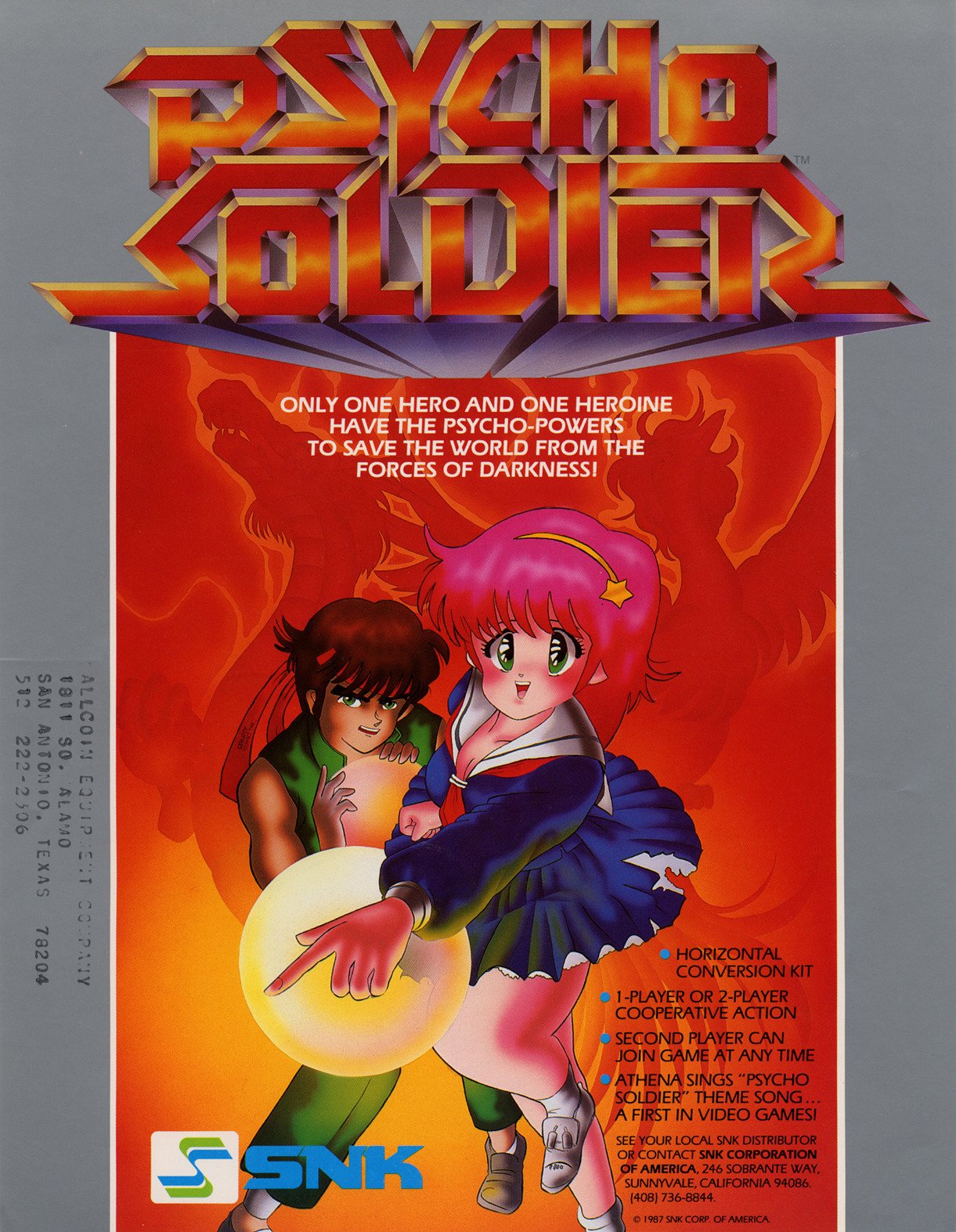 Arcade Lab サイコ ソルジャー Snk 1987 といえばサイコソルジャーのテーマソングなのですが この曲を作詞 作曲したのは当時snkの社長だった川崎英吉氏 そう Snkの作品をクリアすると最初か一番最後に必ず表示され Arcade Lab サイコ ソルジャー Snk 1987 といえばサイコソルジャーのテーマソングなのですが この曲を作詞 作曲したのは当時snkの社長だった川崎英吉氏 そう Snkの作品をクリアすると最初か一番最後に必ず表示され