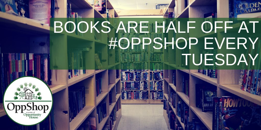 OH_OppShop's tweet photo. Today is #Tuesday and you know what that means!! Books are HALF OFF at #OppShop! Cozy up with a #greatread on these #rainydays!! #BerksCounty #TuesdayThoughts #TuesdayTips #AmReading https://t.co/G0HGFOEHpm