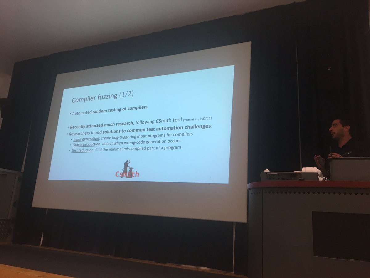 wicko3's tweet photo. Next up, @michaelmarcozzi asks whether bugs found by compiler fuzzers actually matter. #SREPLS https://t.co/ZYBGxq5sq8
