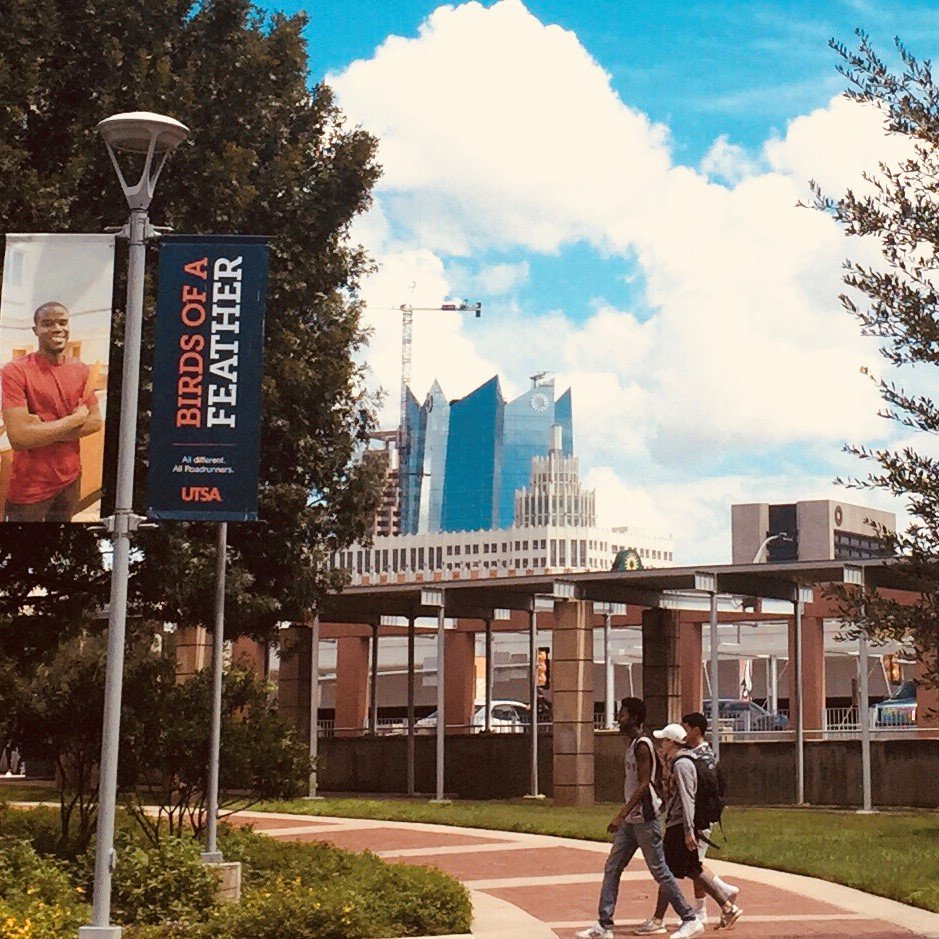 UTSA's tweet photo. The UTSA Momentum continues.  Watch for another big announcement this afternoon as a new vision for UTSA and San Antonio surges forward. You won’t want to miss this! #UTSAMomentum https://t.co/A5RccqwN8Y