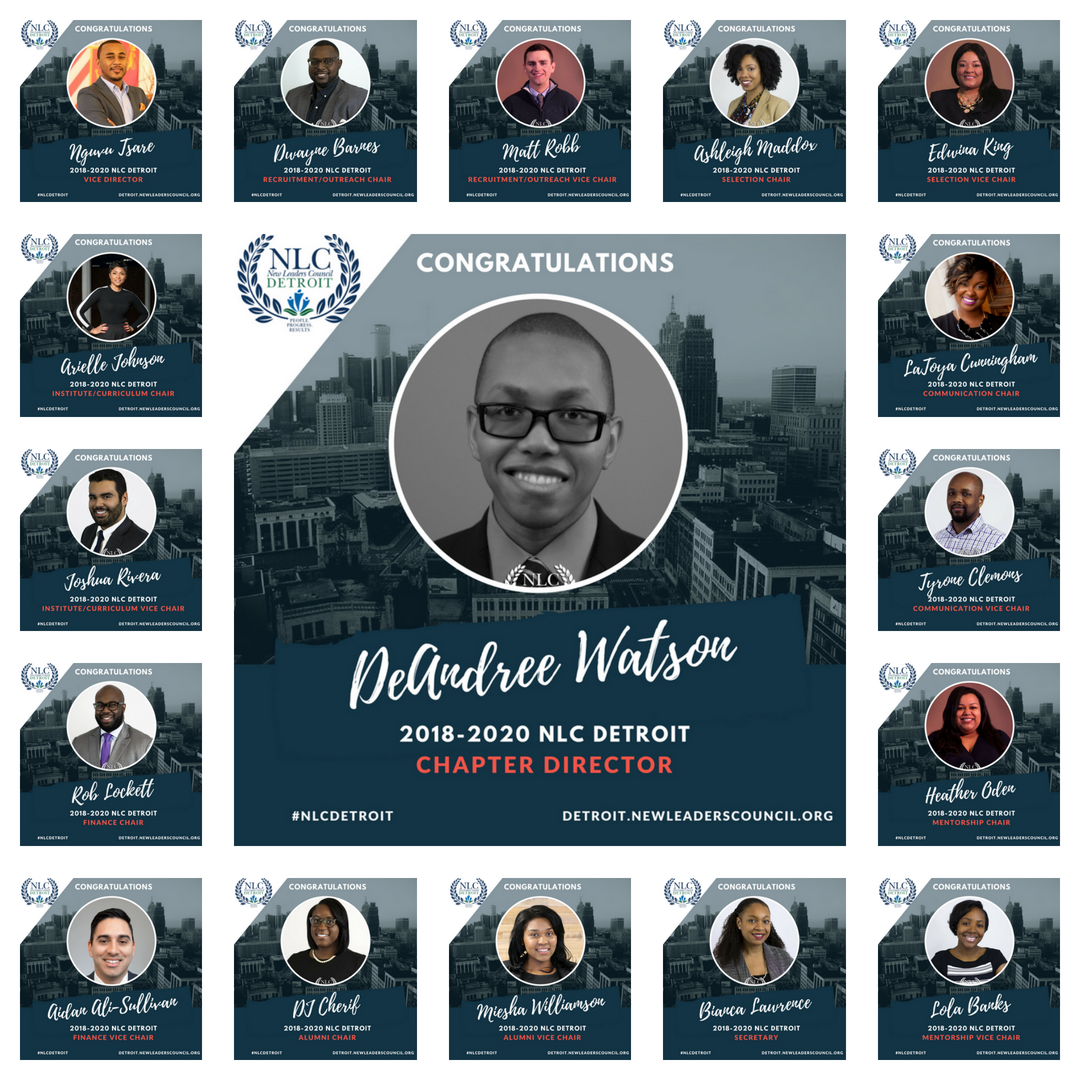 NLC_Detroit's tweet photo. Please welcome our 2018-2020 NLC Detroit Executive Board. #nlcdetroit https://t.co/zx34Wkb1fy