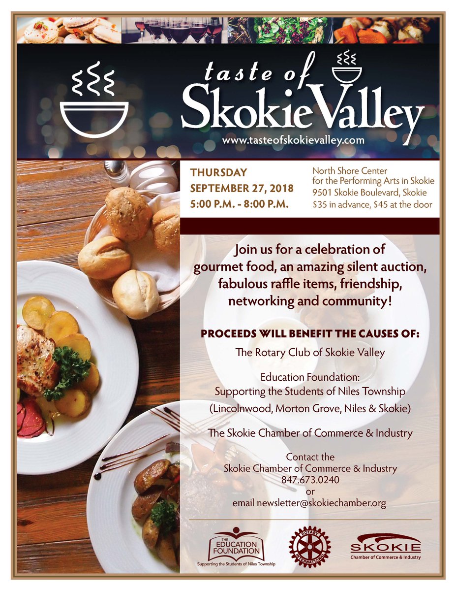 TASTE2018 is coming next week! Get your tickets now for this fun event. We have some great restaurants participating this year! tasteofskokievalley.com