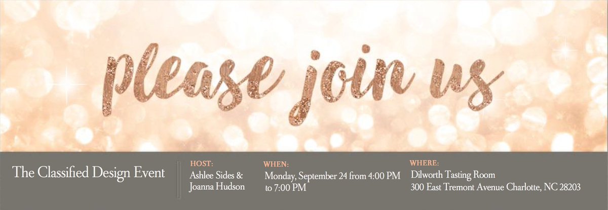 ClassifieDesign's tweet photo. @ClassifieDesign is hosting an public event @Charlottgotalot for local Charlotteans, entrepreneurs, bloggers, and everyone in between to come and connect over a glass of rosé! Sept. 24th 4-7pm @dilworthtr 
RSVP now! https://t.co/Al6jscZTMm https://t.co/oxk8w8XSQL