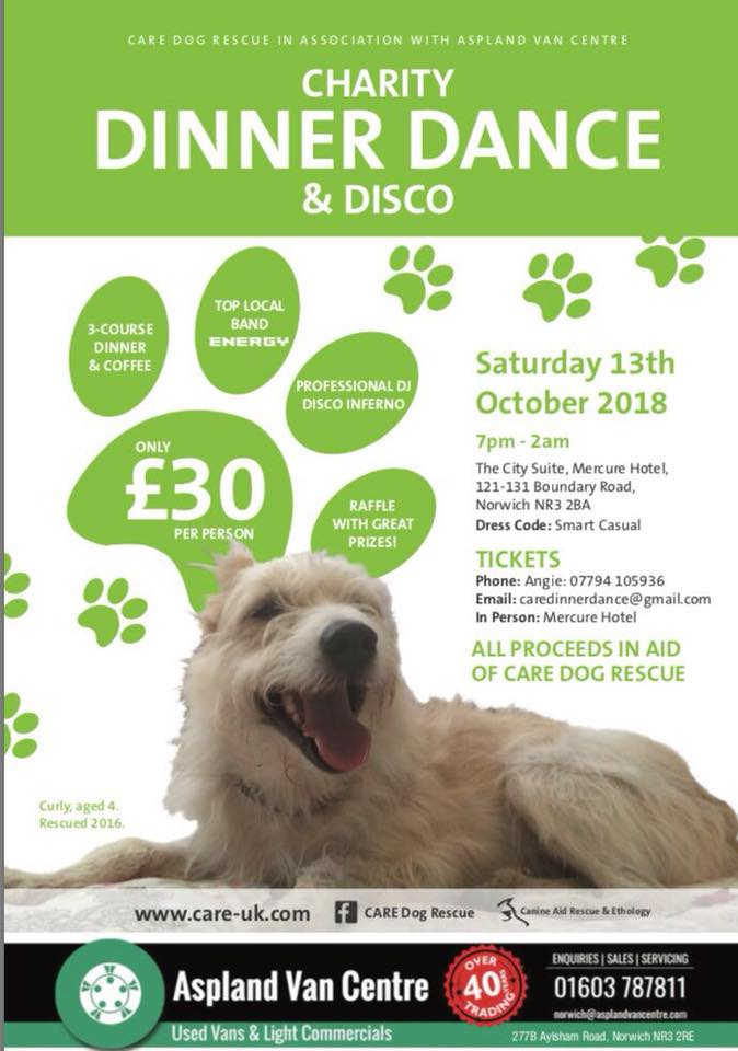 Looking for a night out?  Look no further!  A great night out for a fab cause. 13th October @mercurenorwich #nightout #norfolk #norwichnightout #norwichevent #dogrescue #dogs #party #dinnerdance #rescuedogs #charity