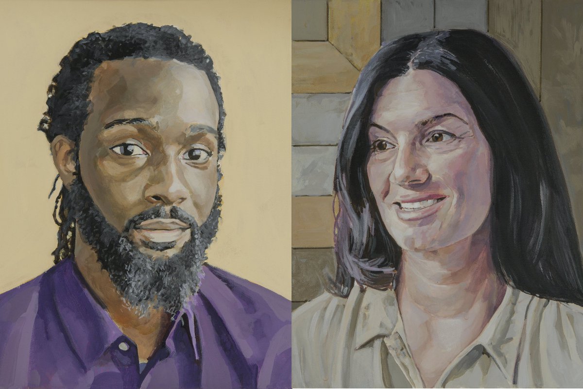 SUNYEmpireLabor's tweet photo. We're recognizing students & @UFTParas Tyrone & Victoria as part of our #FacesOfLabor art exhibit, which opens Monday, Sept. 24. and runs through Thursday, Oct. 25. Portraits by alumnus Bruce Bundock '08, celebrate our #Union partnerships. https://t.co/jbClQUN989 #1u #labor https://t.co/TLb5EwCJX6