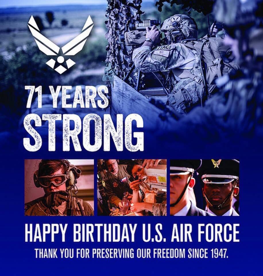 Happy Birthday to the United States Air Force!! #ForcesUnited #USAF #71YearsOfAirSuperiority