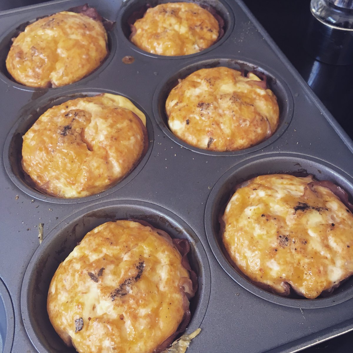 Easy egg bites for an on-the-go breakfast. Just eggs, Black Forest ham, salsa and shredded cheese. #easypeasy #mealprep #keto