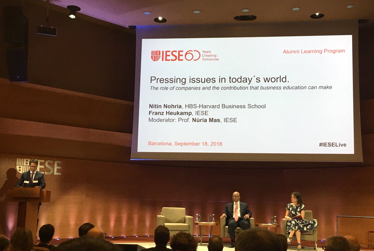 josemariasiota's tweet image. Listening to the insightful perspectives of the @IESEbschool dean Franz Heukamp and @HarvardHBS dean Nitin Nohria on how aging, globalization and technology are shaping the sector of business schools | During the celebration of the #IESE60 anniversary #CreatingTomorrow