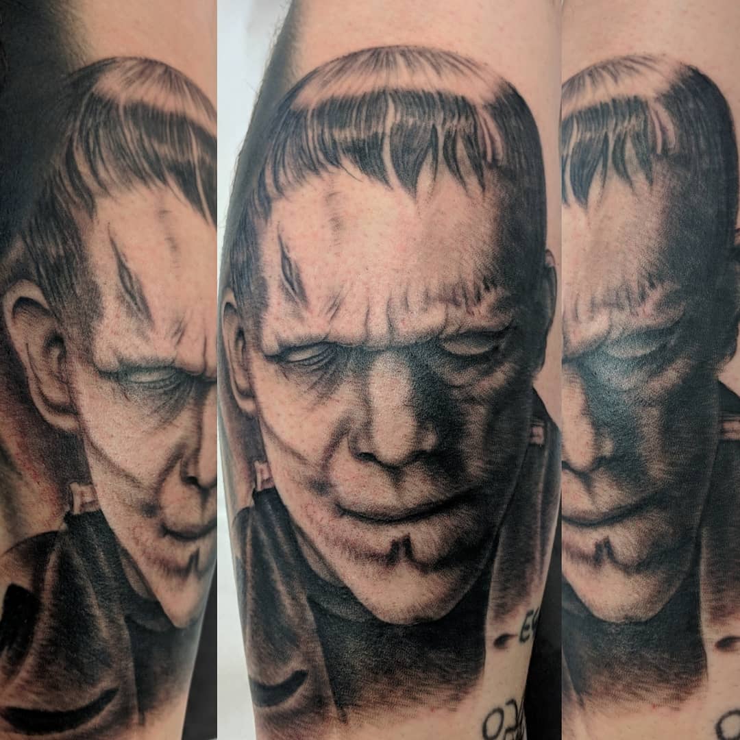 chronzon's tweet image. For someone who doesn't really do #portraits I seem to getting asked more often #tattoo #tattooist #tattooer #portrait #portraittattoo #blackandgrey #blackandgray #blackandgreytattoo #purecolourstattoo #frankenstein #frankensteinsmonster #frankensteintattoo #Frankensteinportrait