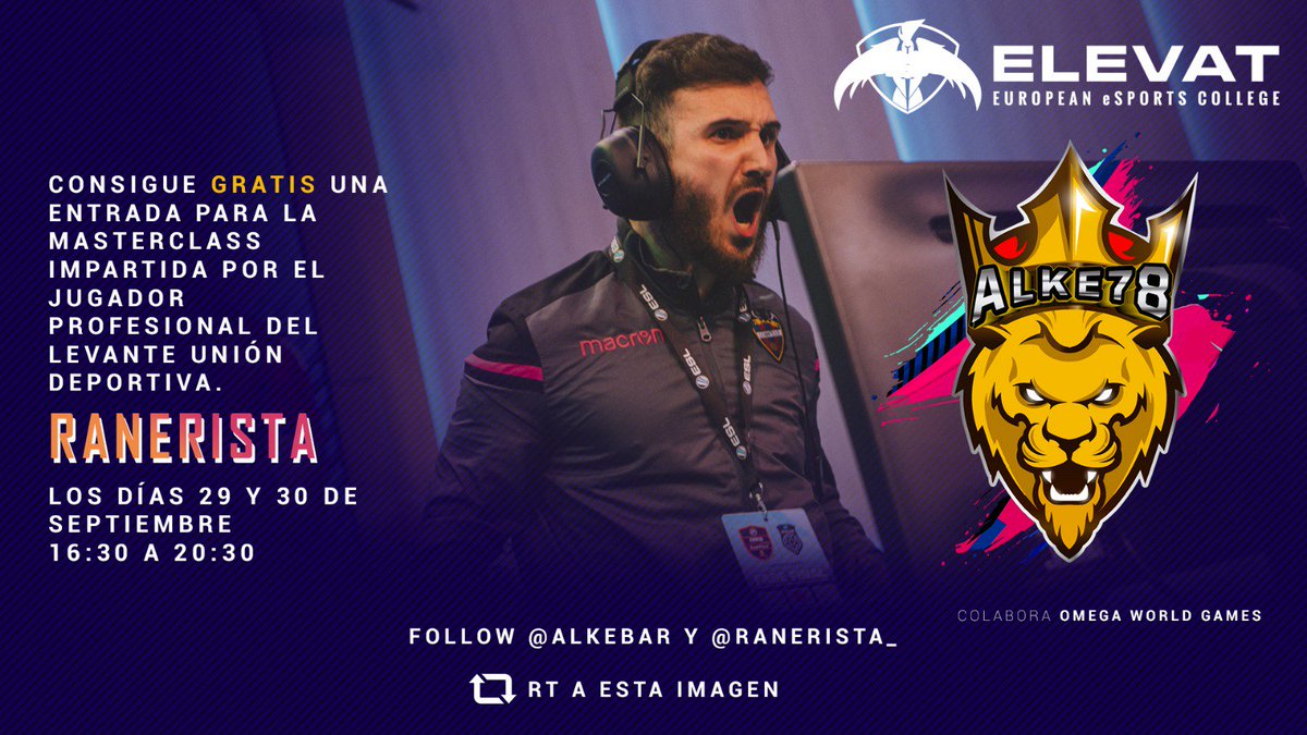 Alkebar's tweet photo. Queréis venir conmigo a una master class d @Ranerista_ en @Elevat_eSports los días 29 y 30 de septiembre? Pues uno de  vosotros sera el afortunado de ver esa clase y aplicarlo.Para participar. 
Seguir a:
@Alkebar 
@Ranerista_
Rt y ❤️ a este tweet. 
Ganador día 23 de septiembre https://t.co/OWggBhfhWv
