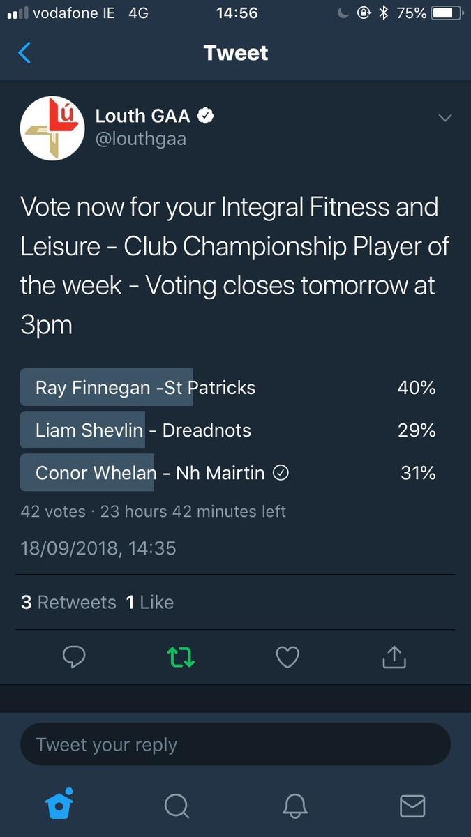 Get on to <a href="/louthgaa/">Louth GAA</a> and vote for <a href="/Conorwhelan11/">Conor whelan</a> 🔵⚪️🔵⚪️