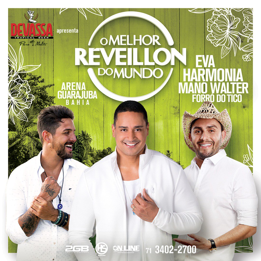 harmoniadosamba's tweet photo. Ninguém vai ficar parado no Melhor Réveillon do Mundo! Estas são as atrações oficiais deste ano, não vai faltar hit!
#Reveillon2019 #serfelizemaisnada #OMRM #guarajuba #linhaverde #bahia #paraíso #harmoniadosamba #bandaeva #manowalter #forrodotico https://t.co/vzltclbjXS