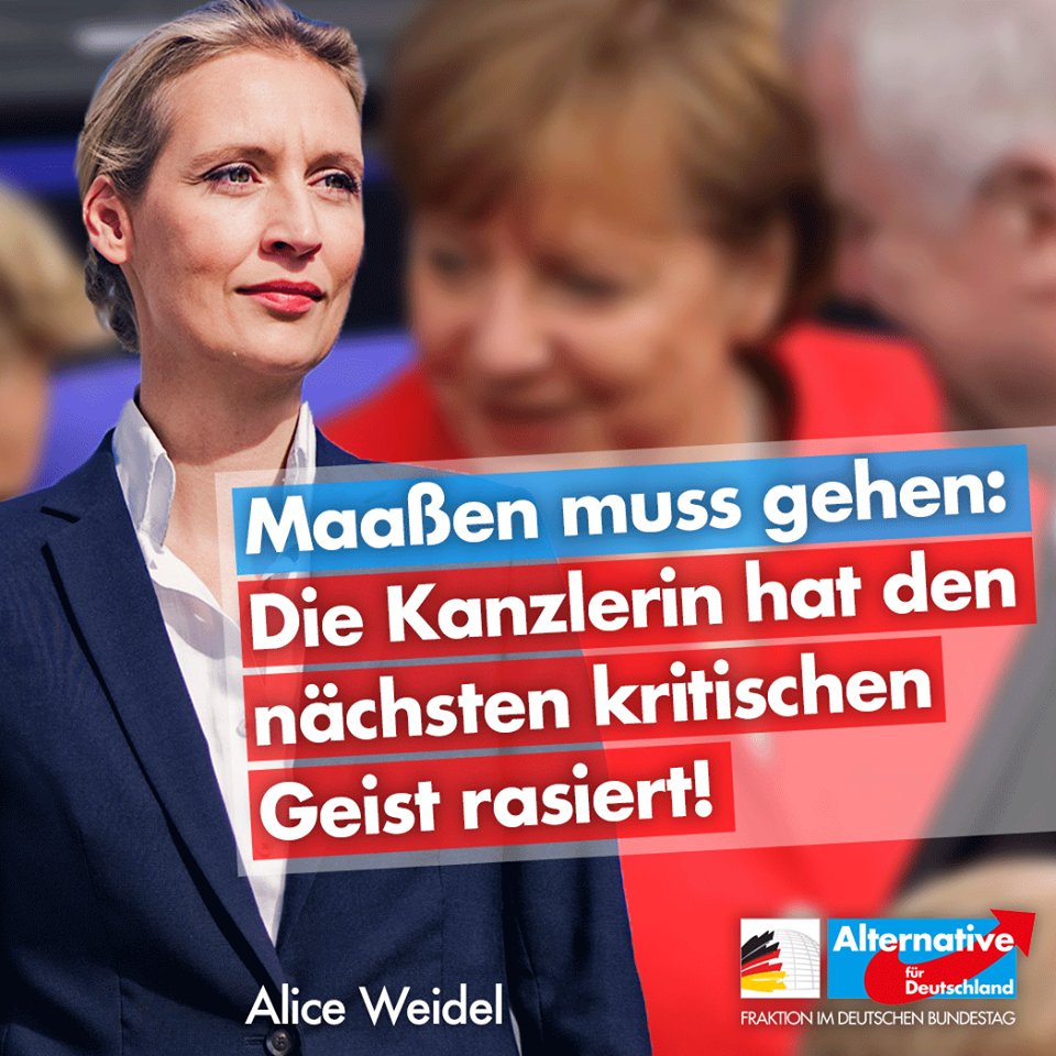 ++Der unbequeme Mitarbeiter wird weggelobt++ 
Innenminister #Seehofer darf bleiben und das Debakel der #LtwBayern kassieren. 
Mit #Maaßen geht ein fähiger Kopf, der die Entwicklung der Merkel’schen Asylpolitik von Beginn an kritisch gesehen hat.
#AfD
➡️ facebook.com/aliceweidel/ph…
