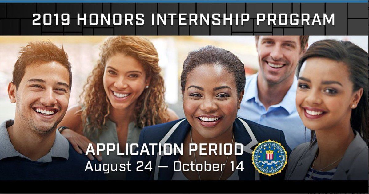 Time is running out to apply to the #FBI Honors Internship program for 2019.   Oct 14th is the deadline to submit your application for our 10-week paid program for undergrad &amp; grad students. NOTE: Do not forget to upload your school certification form. fbijobs.gov/students/under…