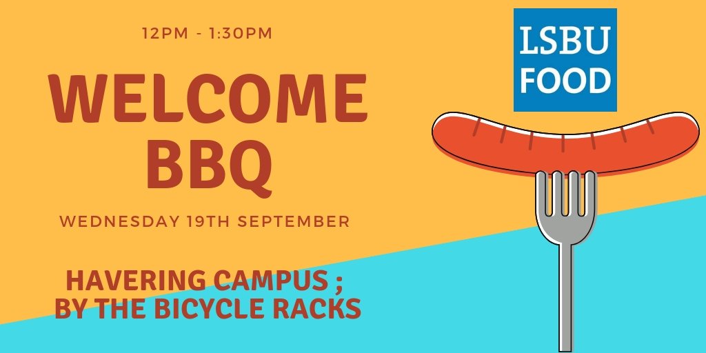 LSBUfood's tweet photo. Calling all Havering Students! Head to Havering Campus TODAY for your Welcome BBQ! 12pm-1:30pm by the bicycle sheds! Followed by your @lsbsu @ 1:30pm!! #eliorfoodie #teamLSBU #LSBSU https://t.co/J1qgp4qNcD