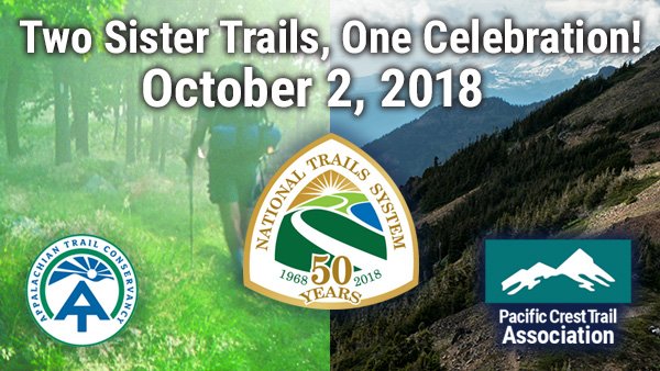 PCTAssociation's tweet photo. Join us Oct. 2 for a live online broadcast celebrating #PacificCrestTrail and #AppalachianTrail 50th! @CherylStrayed will be featured speaker. #FindYourTrail #Trails50 #ATPCT50 https://t.co/DNuLLeK7C9 https://t.co/iD04wVzDZA