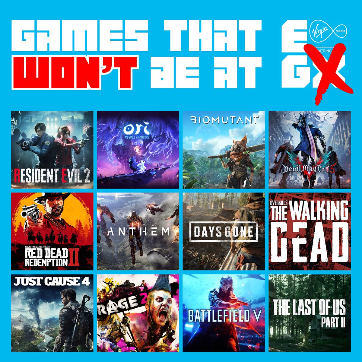 igniteddesigns's tweet photo. @EGX 2018 = DISAPPOINTED

#RE2 = NO
#ORI = NO
#BIOMUTANT = NO
#DEVILMAYCRY5 = NO
#REDDEAD2 = NO
#ANTHEM = NO
#DAYSGONE = NO
#OVERKILLSWALKINGDEAD = NO
#JUSTCAUSE4 = NO
#RAGE2 = NO
#BF5 = NO
#THELASTOFUSPARTII = NO https://t.co/TaXvmGX2AG
