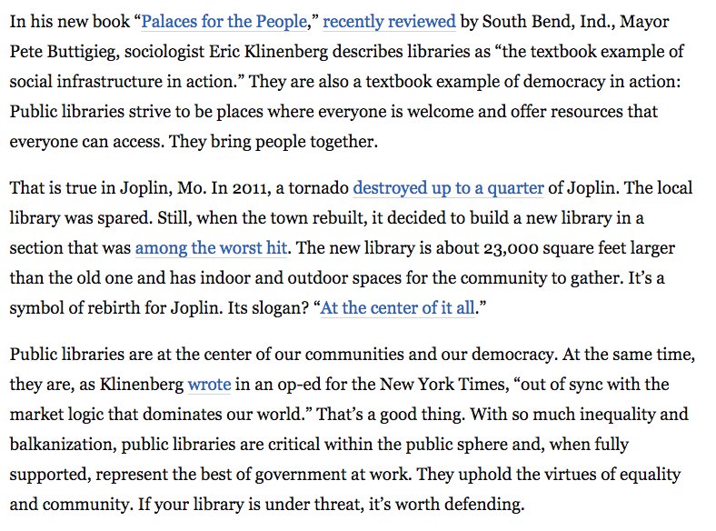 FoWLPL's tweet image. We are so proud of our @wlpl!

This Washington Post article discusses the importance of Libraries in a community.

washingtonpost.com/opinions/want-…

#librarychat